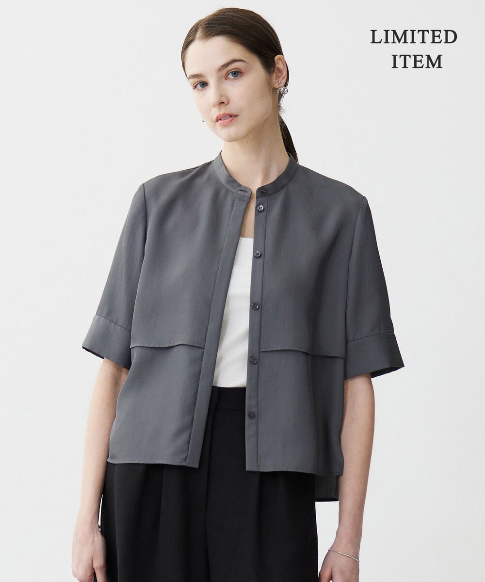 ICB L 【WEB限定・接触冷感・速乾・洗える】シルキーツイル 半袖クロップドシャツ 