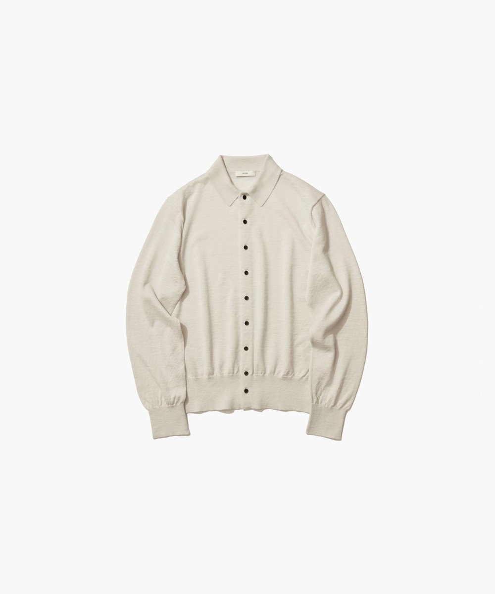 ATON RAMIE WOOL | ポロニットカーディガン WARM WHITE