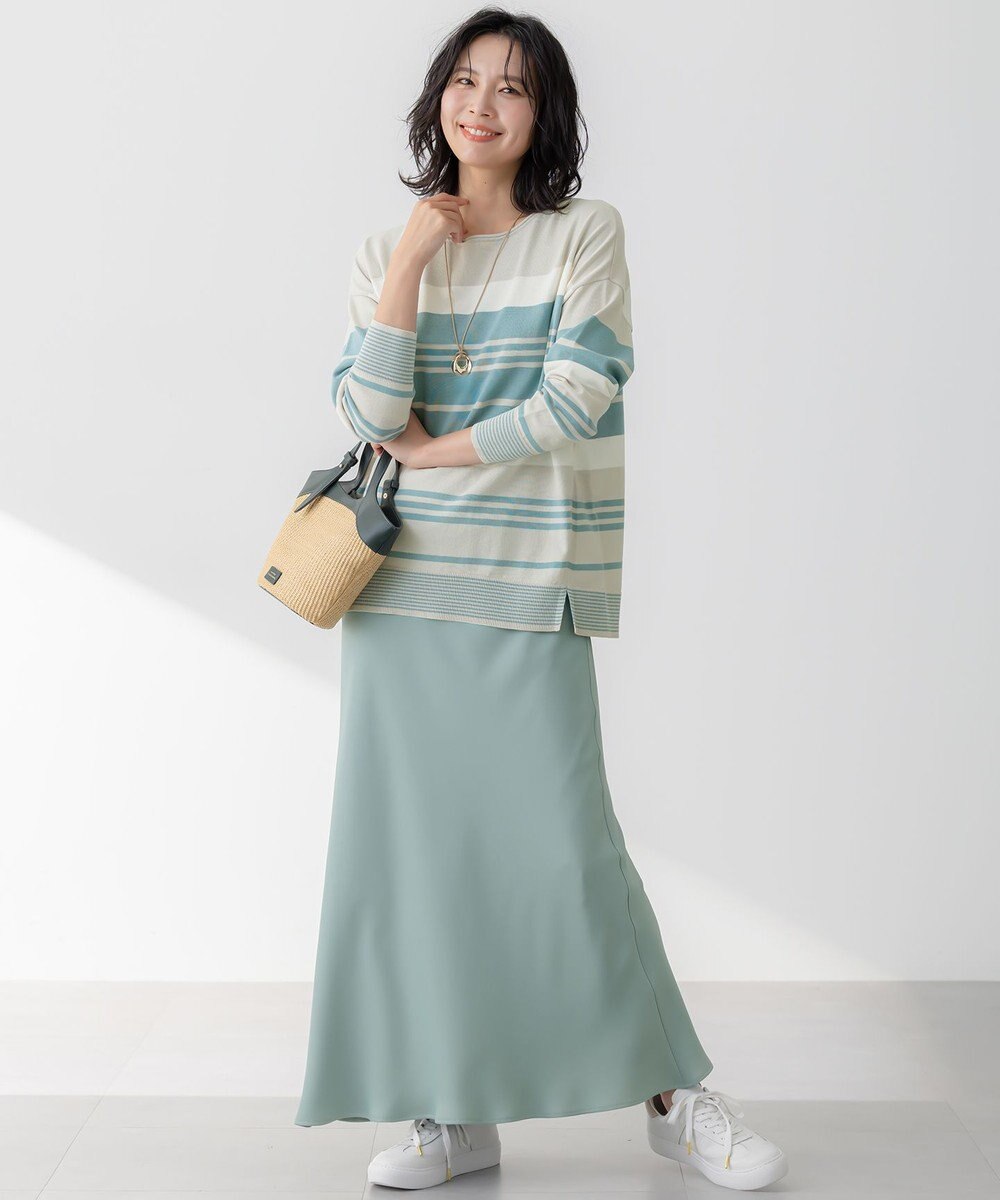 23区 【洗える】コットンポリエステルストレッチ オーバーサイズ ニット 