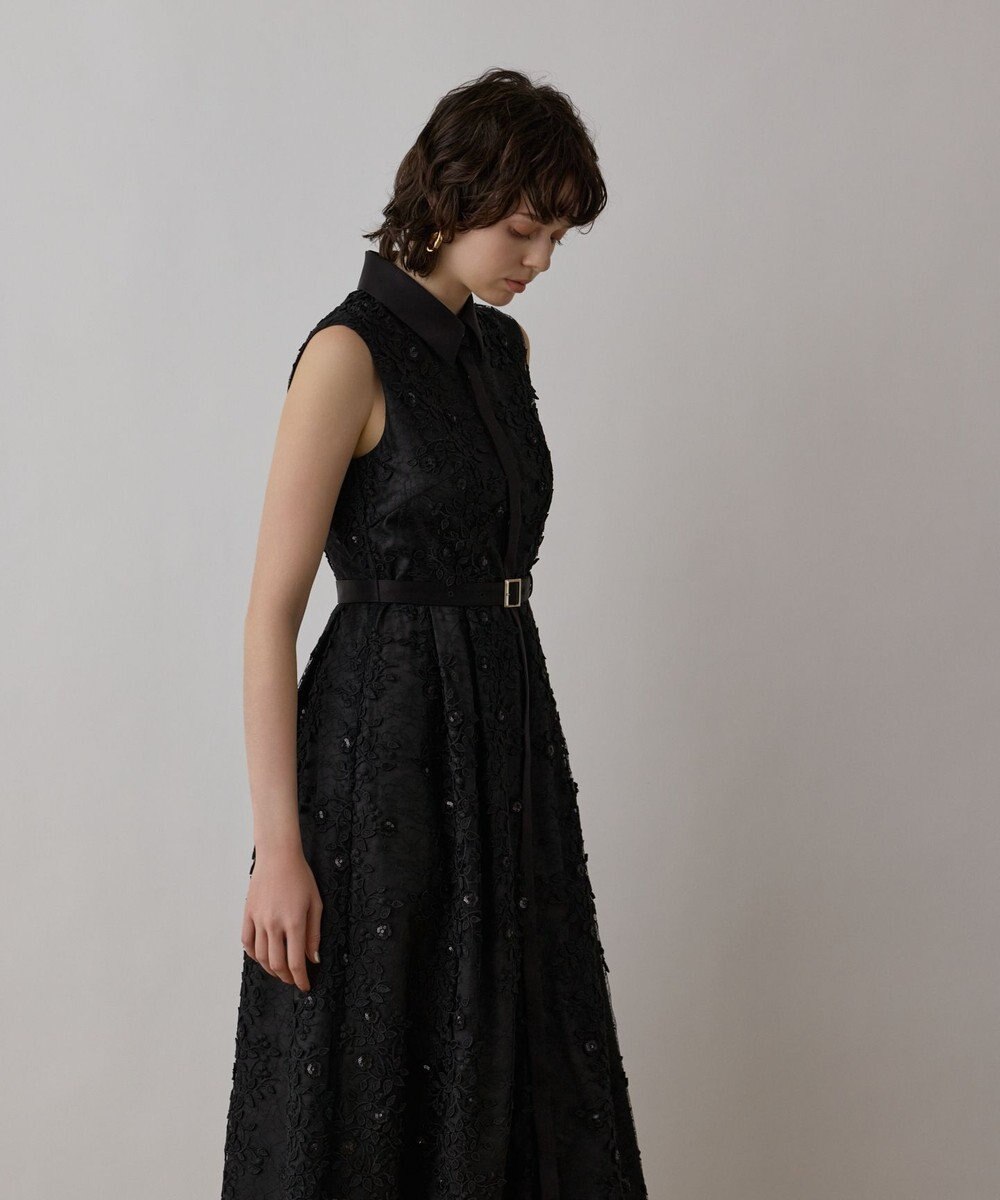 GRACE CONTINENTAL フラワーライン刺繍ワンピース 