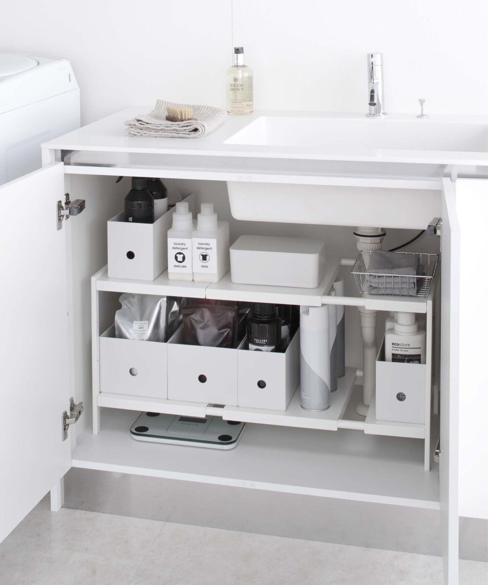 tower 伸縮シンク下ラック 2段 タワー D40 ホワイト 