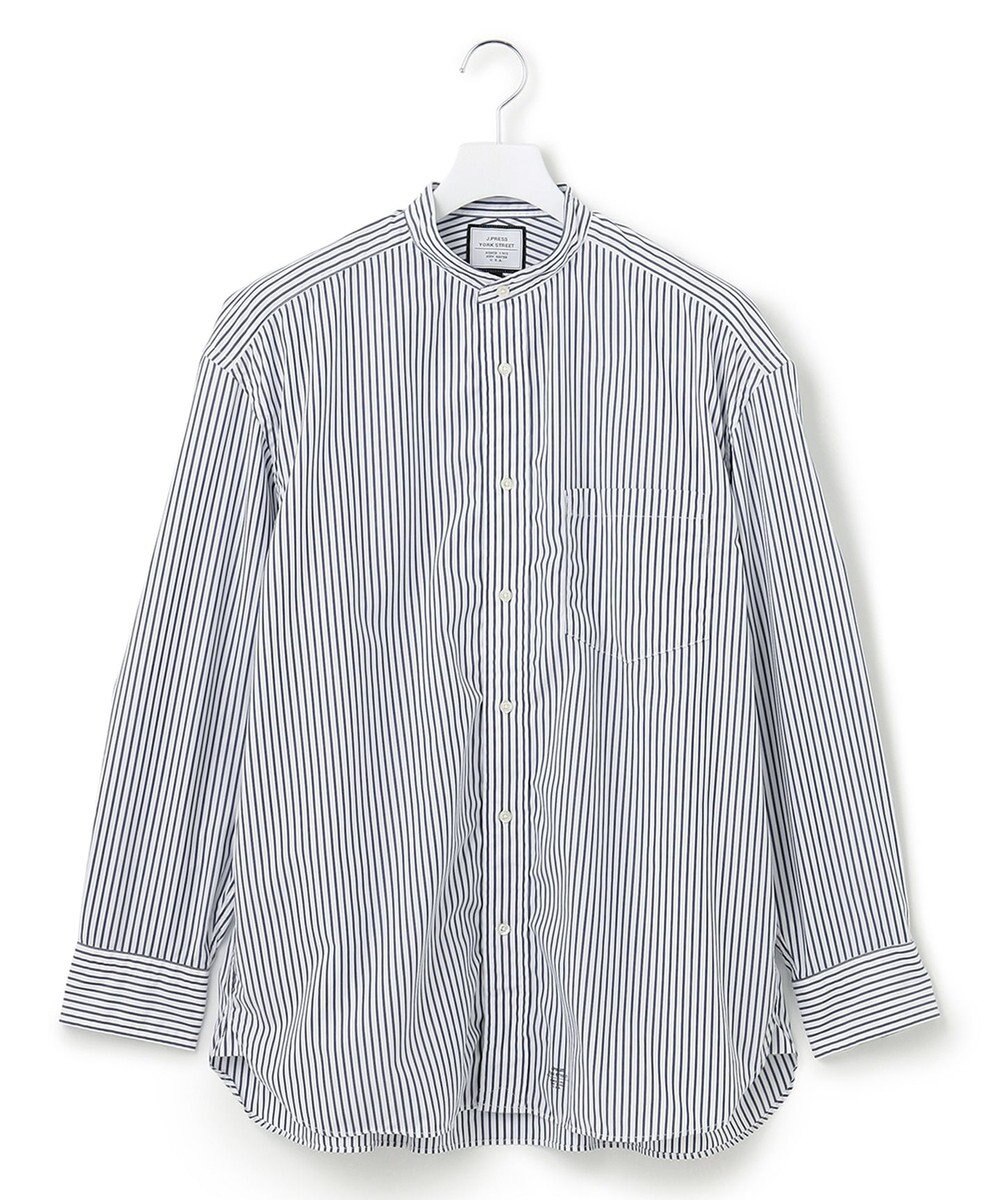 J.PRESS YORK STREET 【UNISEX】タイプライターストライプ バンドカラーシャツ 