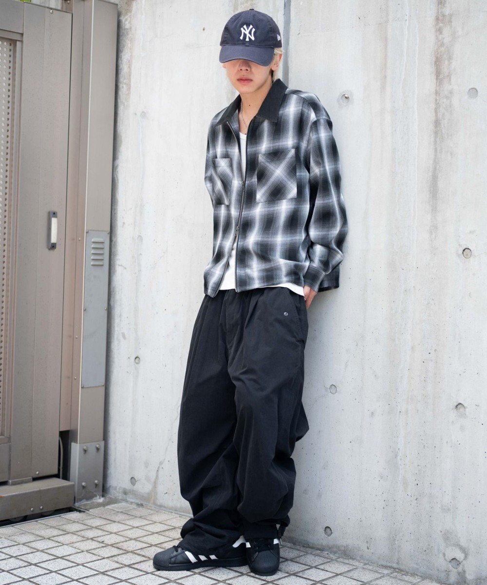 WEGO 【ユニセックス着用ITEM/MLサイズ展開】オンブレチェックシャツジャケット 