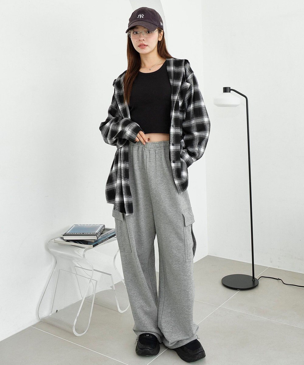 WEGO 【25年秋冬新作】チェックフードBIGネルシャツ 