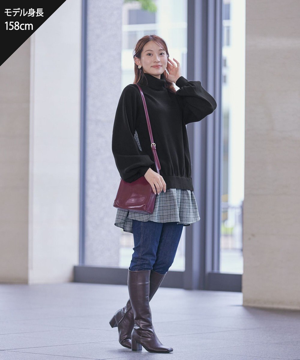 Tiaclasse 【洗える】コンビフレアニットトップス 