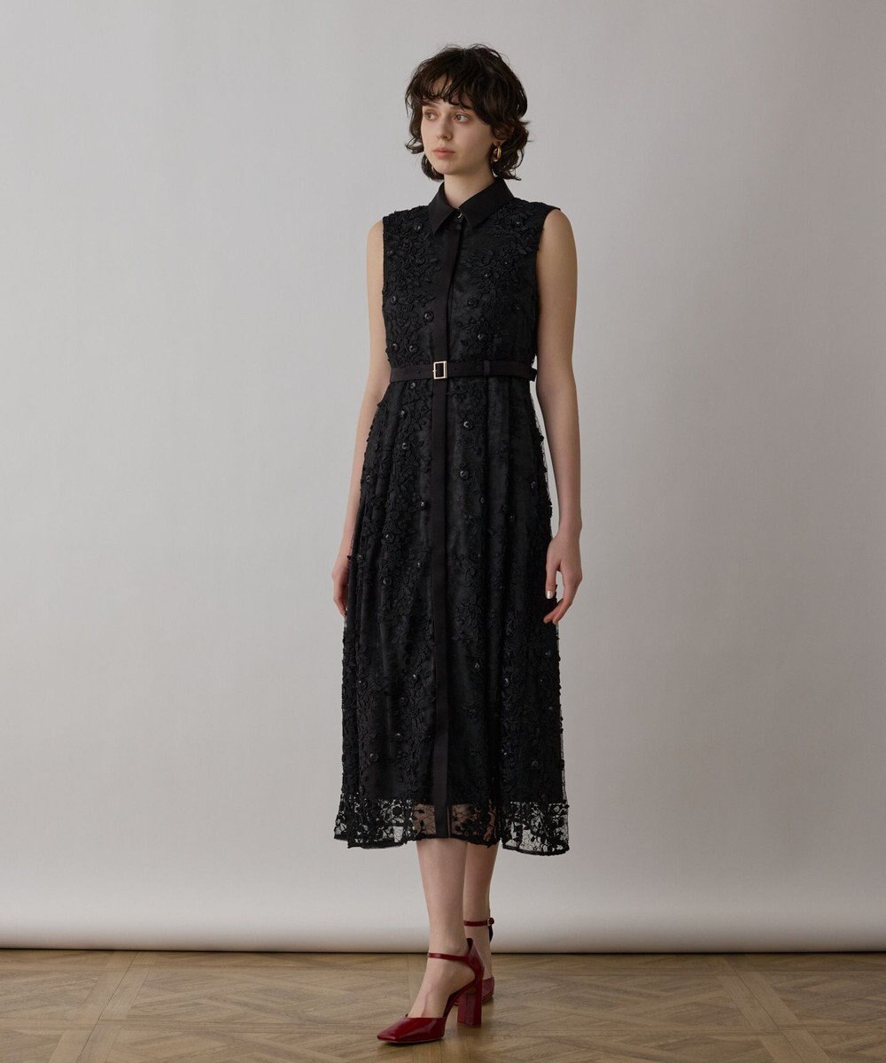 GRACE CONTINENTAL フラワーライン刺繍ワンピース 