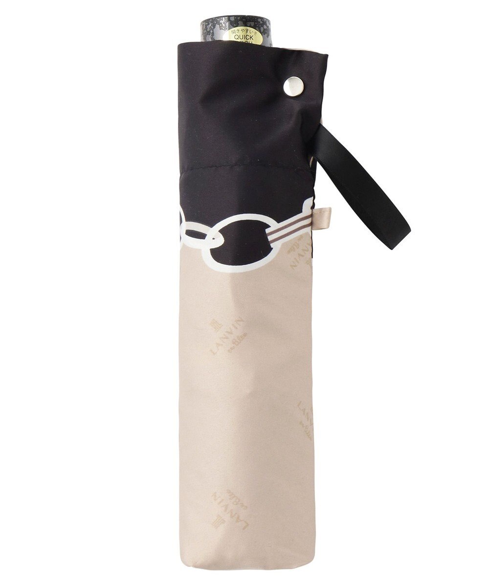 MOONBAT ランバン オン ブルー 折りたたみ傘 チェーン柄サテンジャガードプリント 簡単開閉 