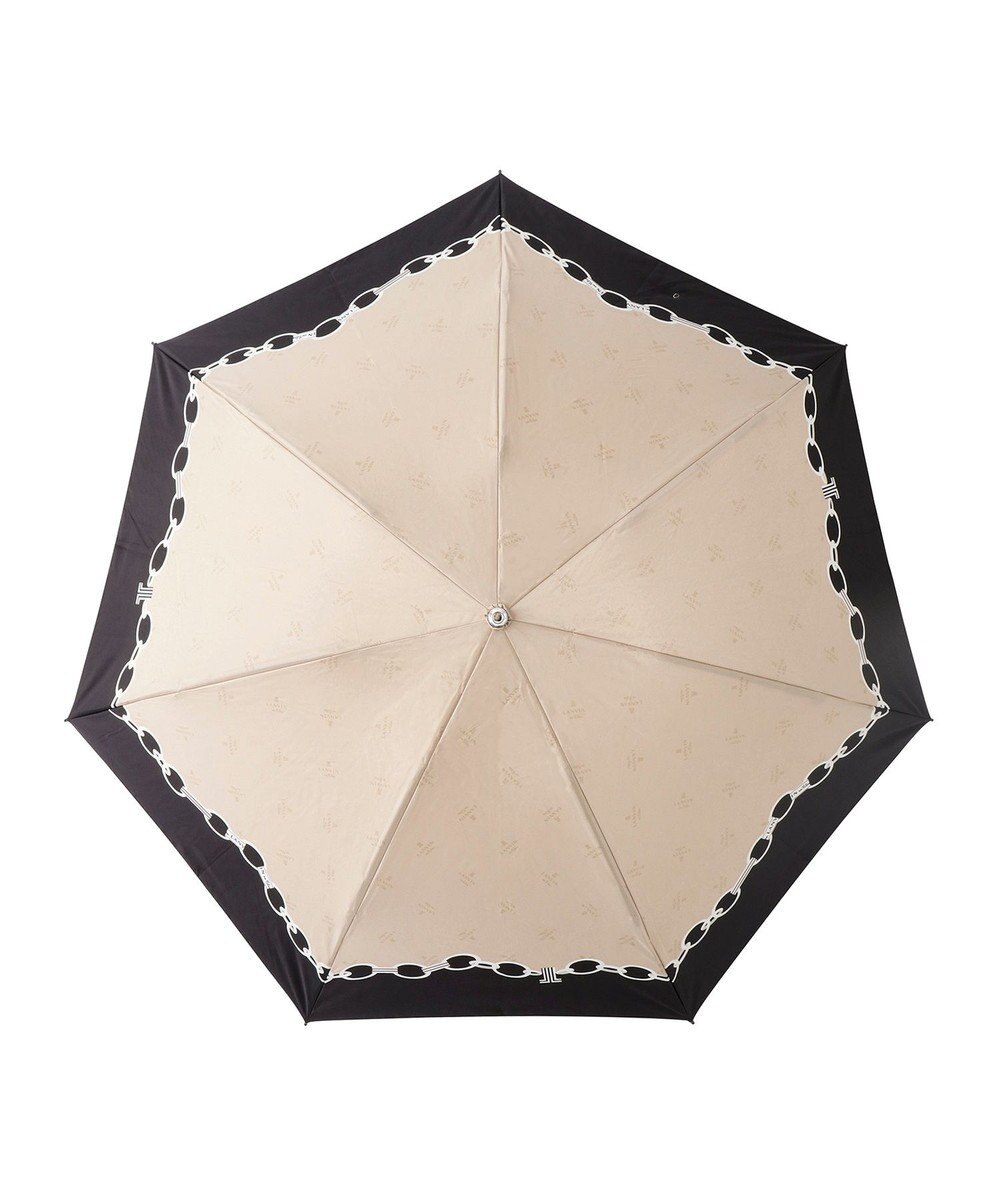 MOONBAT ランバン オン ブルー 折りたたみ傘 チェーン柄サテンジャガードプリント 簡単開閉 