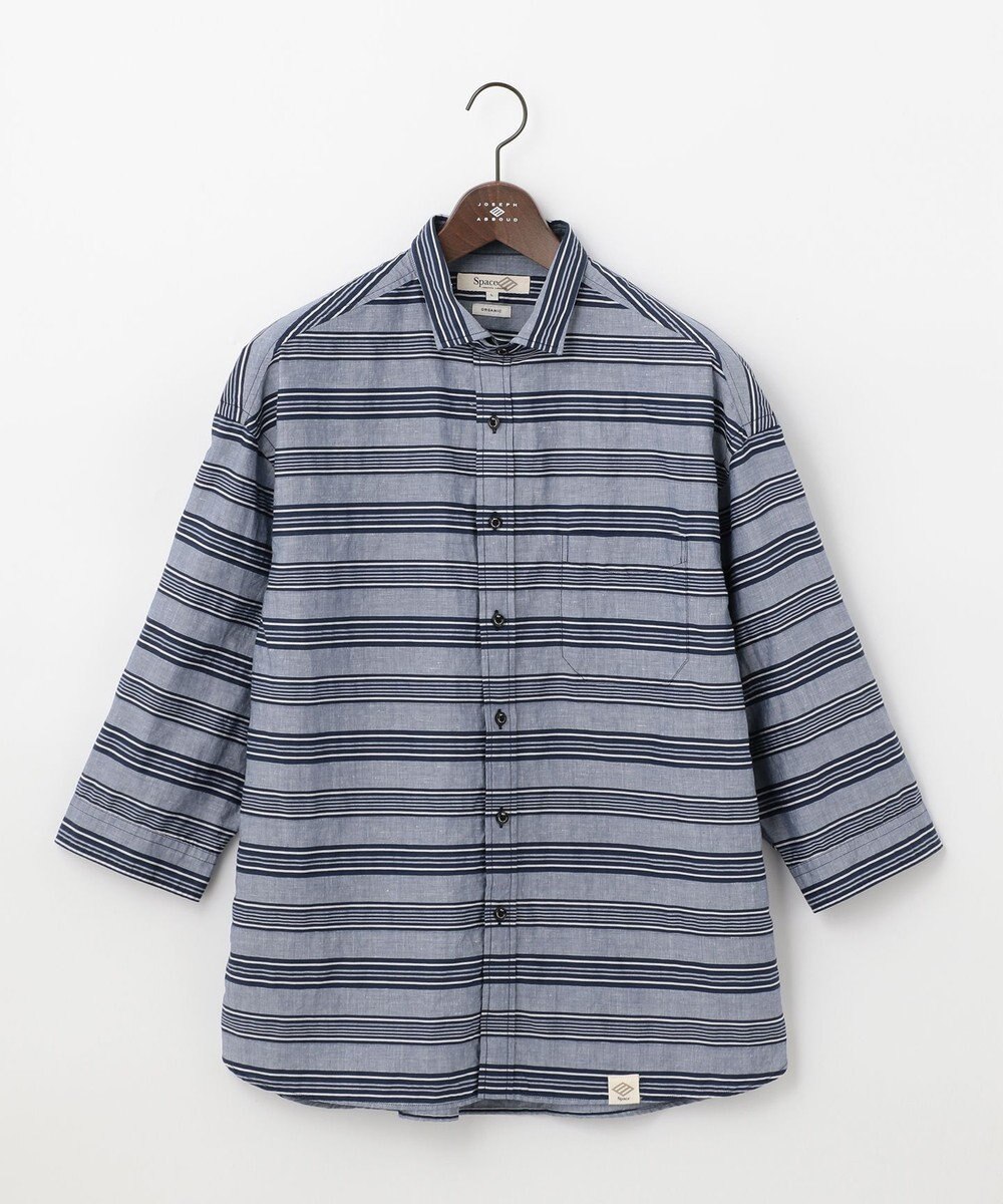 JOSEPH ABBOUD MOUNTAIN 【SPACE／UNISEX】七分袖 ランダムボーダー シャツ 