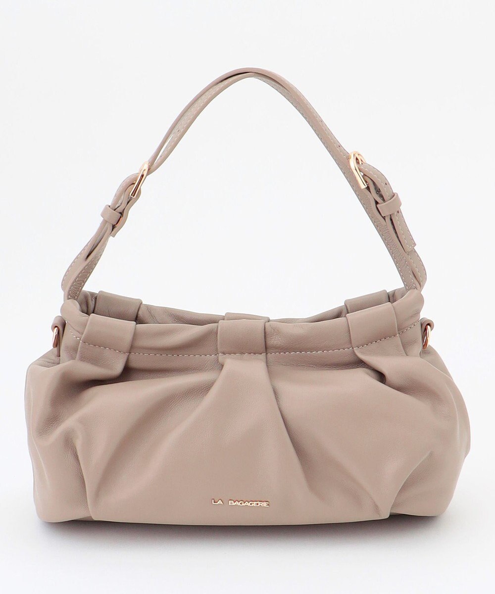 LA BAGAGERIE シープレザー　ギャザーミニバッグ 