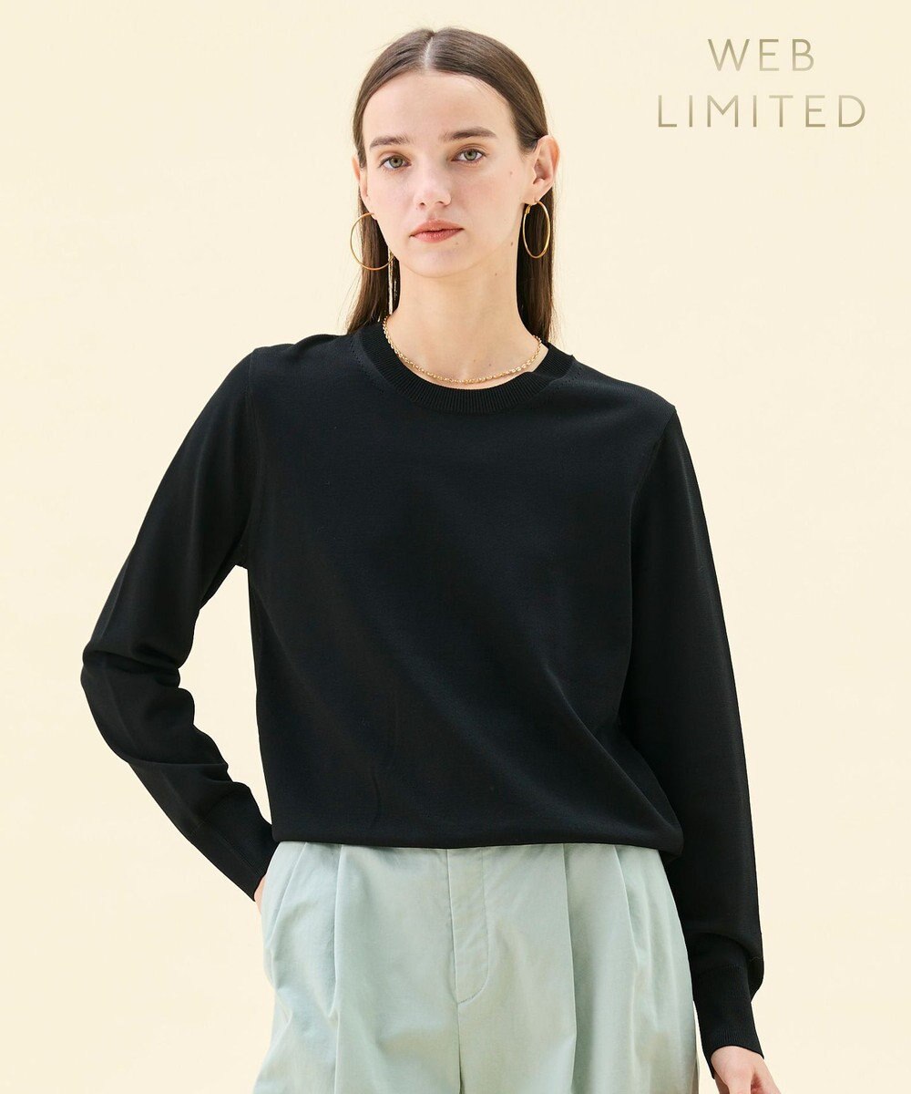 BEIGE， 【WEB限定・洗える】LECERF / 異素材バックシアーストレッチニット 