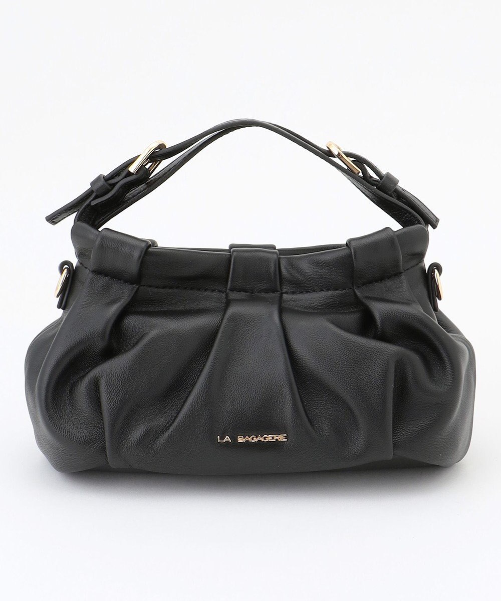 LA BAGAGERIE シープレザー　ギャザーミニマムバッグ 