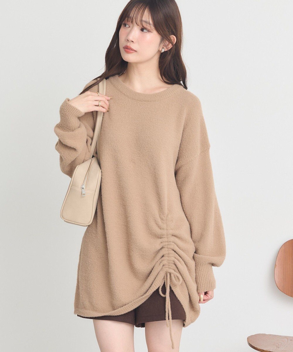 earth music&ecology パウダーシャギーシャーリングニットミニワンピース 