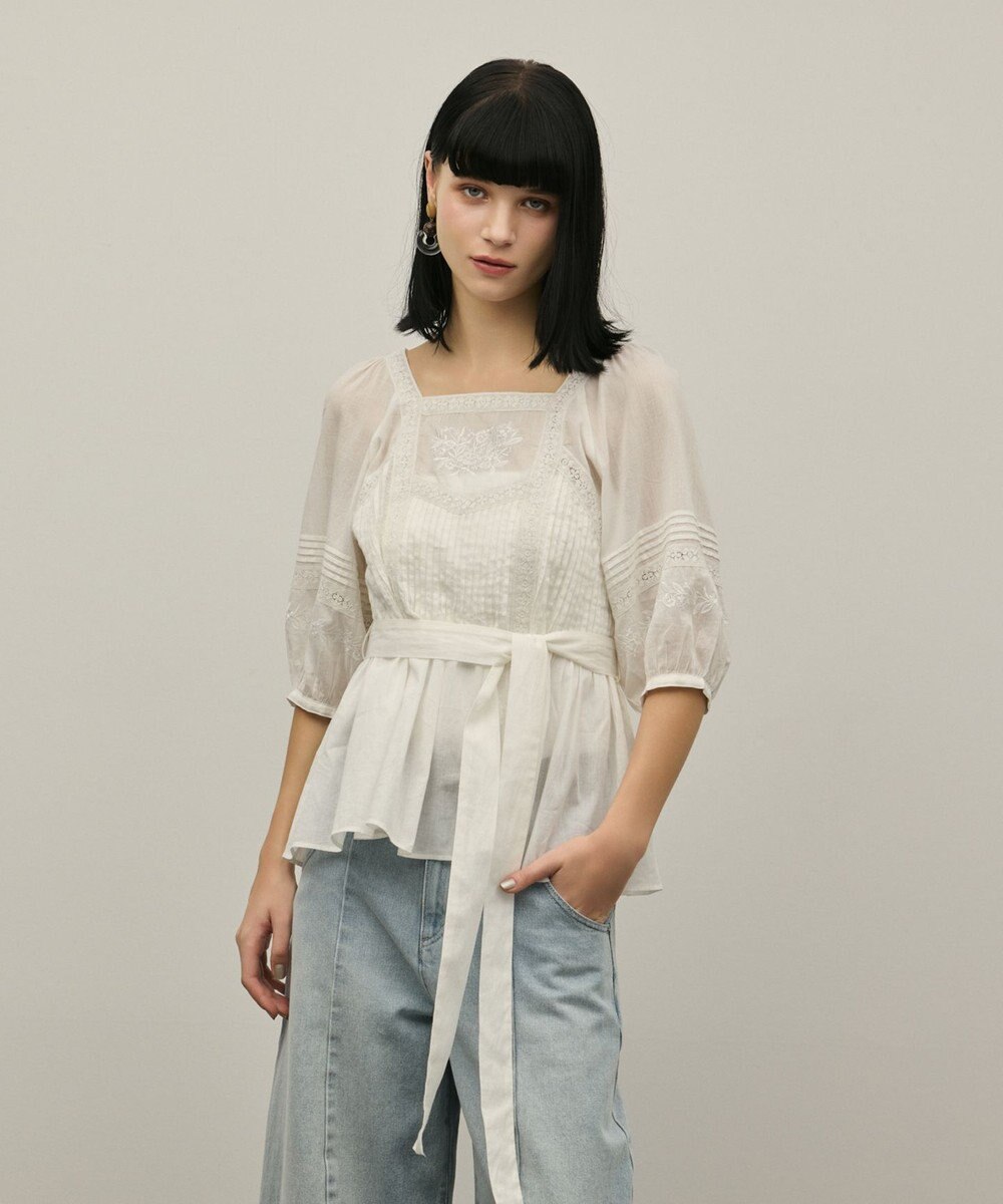 GRACE CONTINENTAL レースコンビピンタックブラウス 