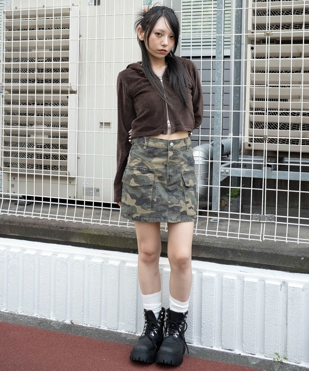 WEGO ベロアショートZIPパーカー 