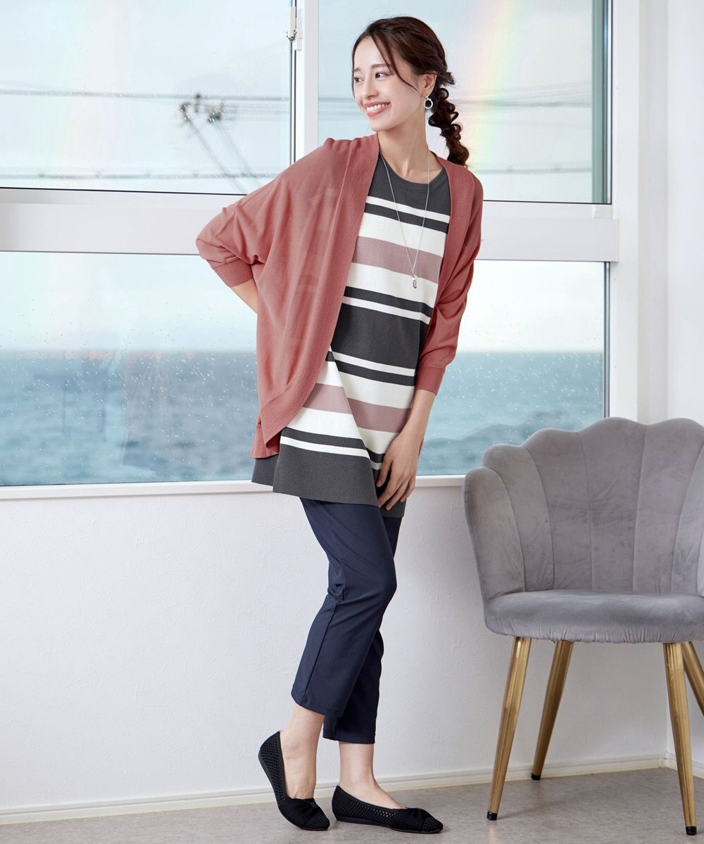 Tiaclasse 【新色追加・洗える】マルチボーダーフレンチニットチュニック 