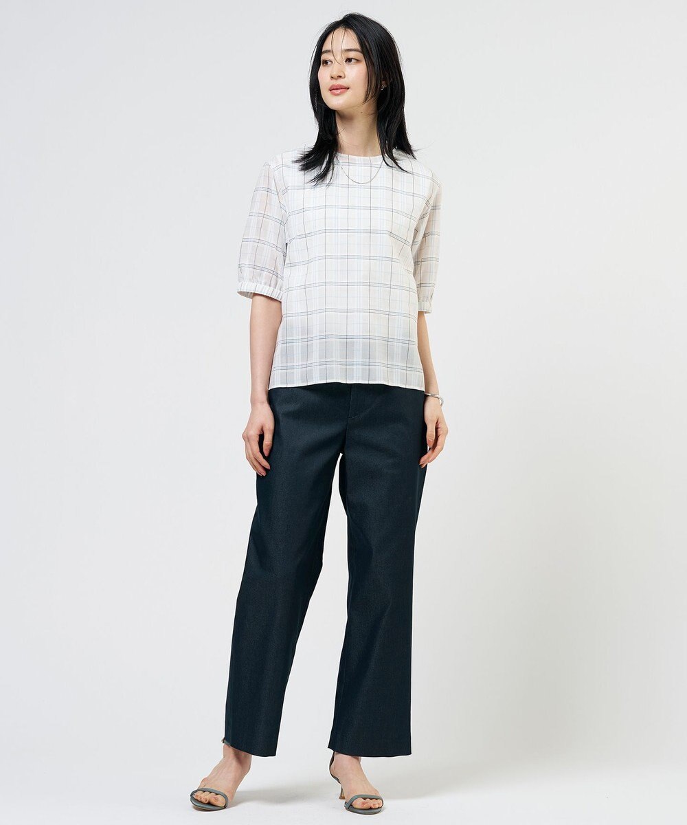 J.PRESS LADIES S TCシャンブレーサテンST ストレート パンツ 