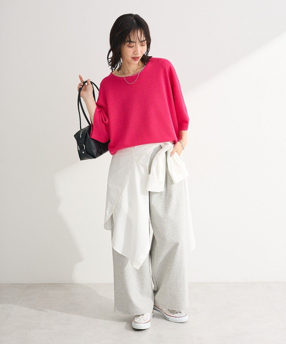 Green Parks 七分袖機能ニットプルオーバー 