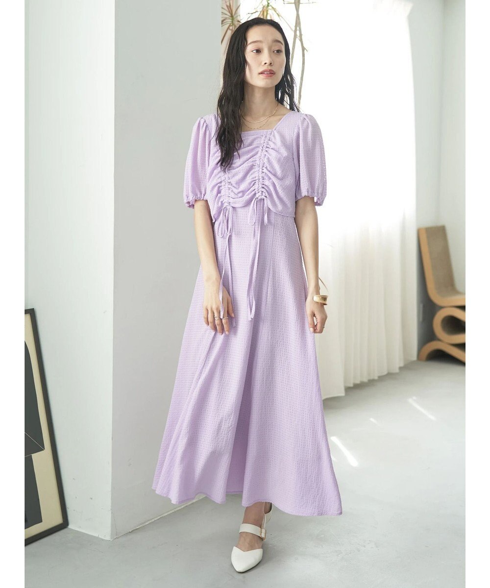 earth music&ecology ＳＥＴ２点パフスリーブブラウス＋キャミワンピース 