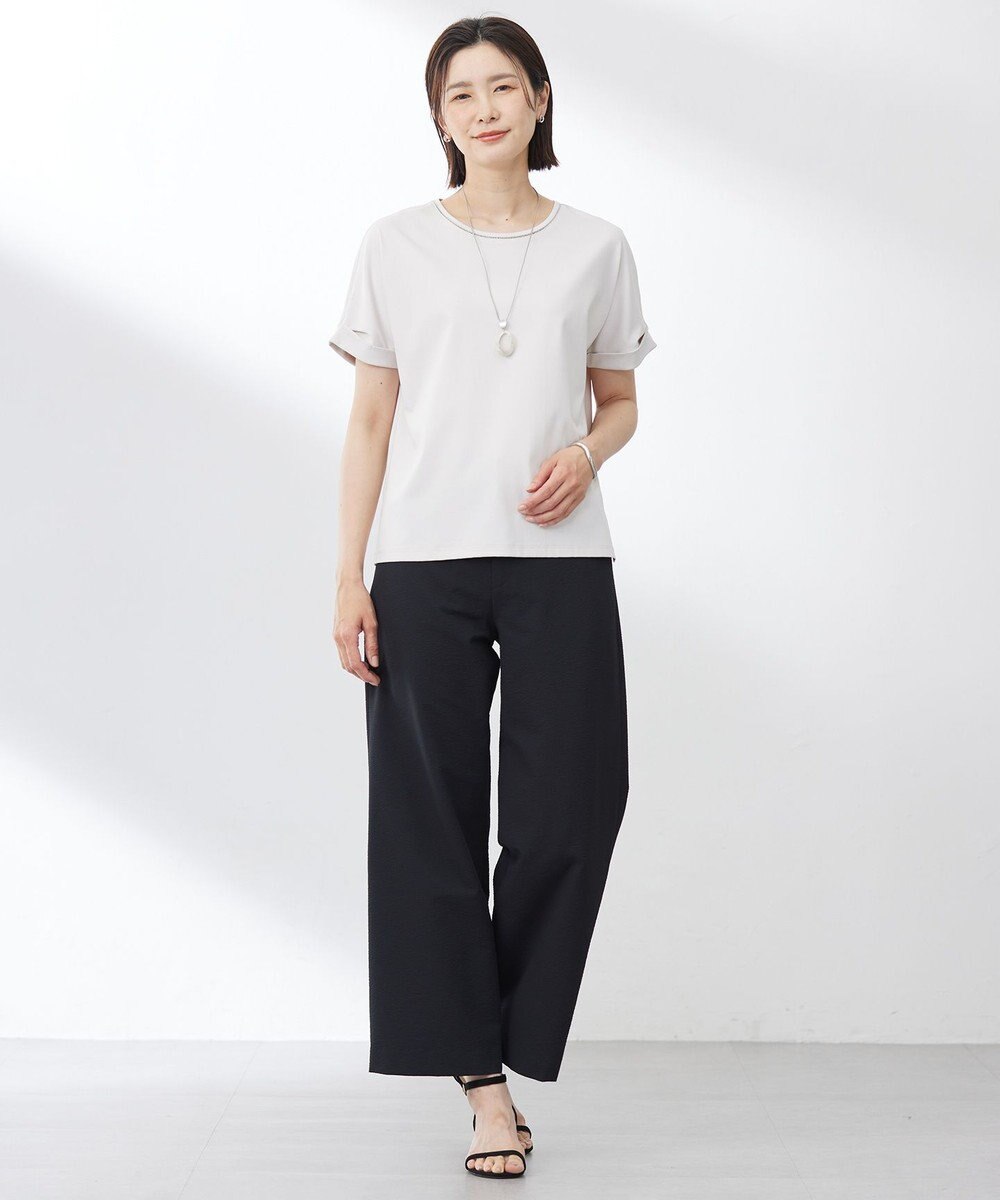 J.PRESS LADIES 【WEB限定カラーあり・洗える】コットンスムース ハシゴレース カットソー 