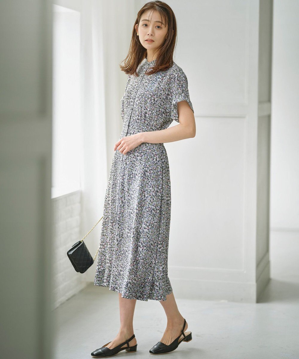 組曲 L フラワーレイヤープリント ワンピース 