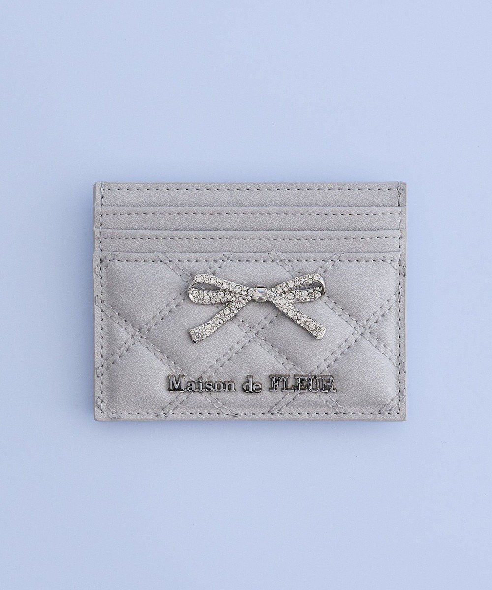 Maison de FLEUR リボンビジューキルティングカードケース 