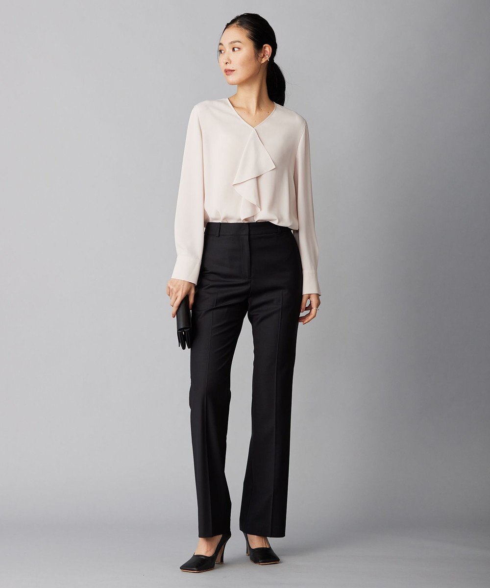 ICB 【洗える】BackSatinAmunzen フリルブラウス 