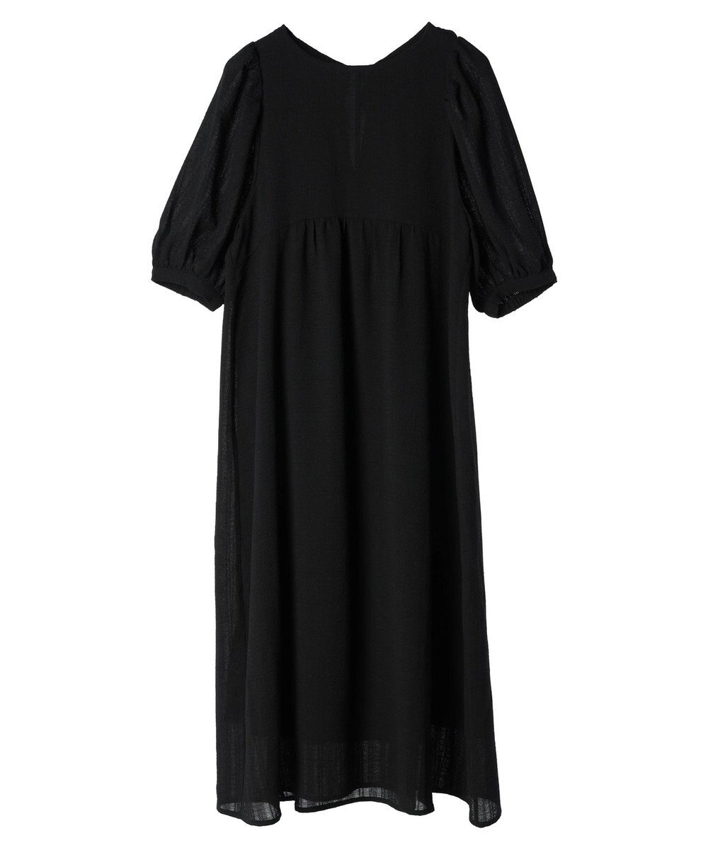 earth music&ecology 膨れジャガードパフ袖ワンピース 