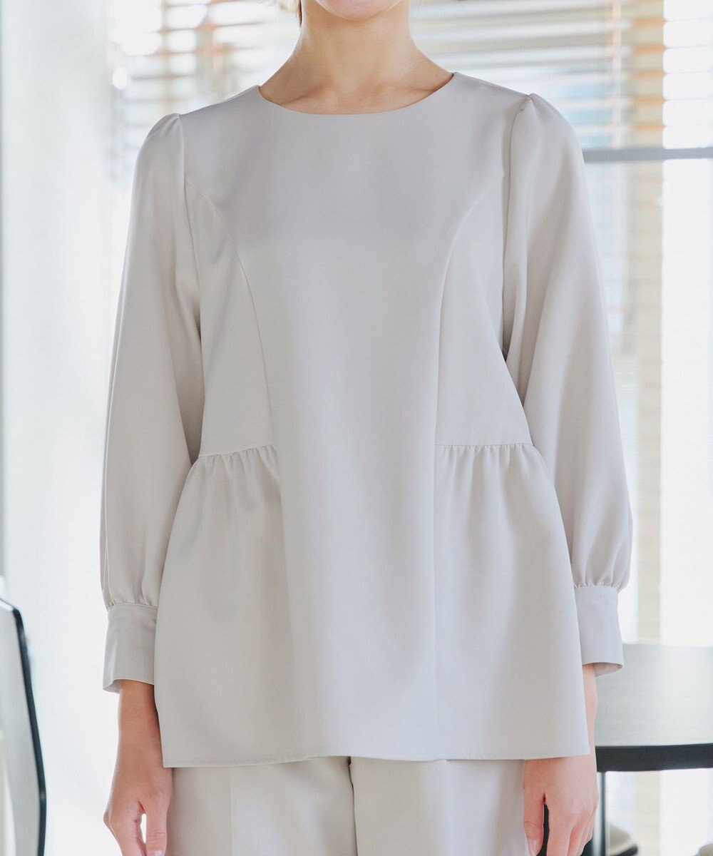 Tiaclasse 【ダブルクロス】パフスリーブペプラムチュニックブラウス 