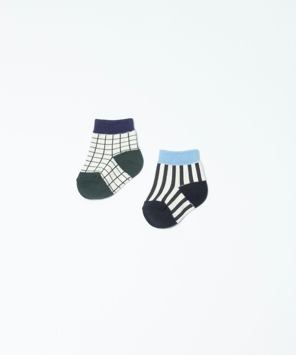 TRICOTE CHECK STRIPE SOCKS SET OF 2 / BABYSOCKS 2piece  (BABY) 