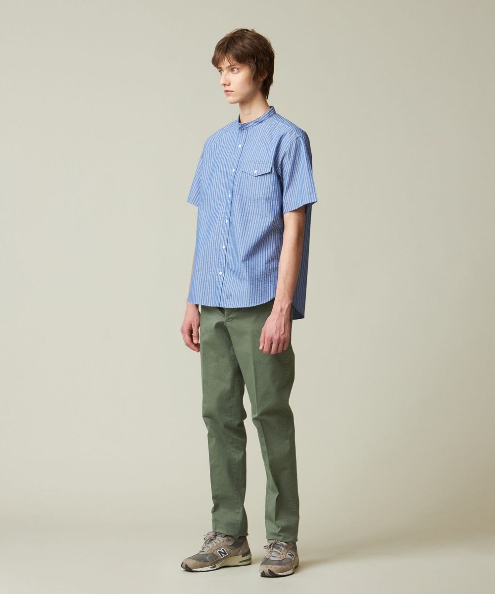 J.PRESS MEN 【クールマックス】サッカー マルチストライプ バンドカラーシャツ 