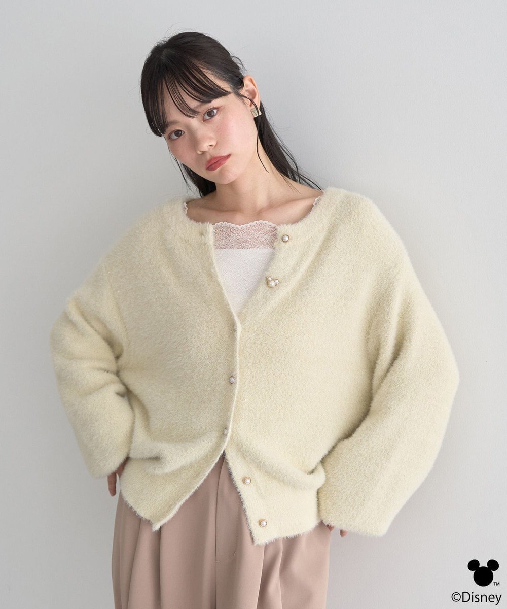 earth music&ecology 【予約】Disney/ポイントミッキーラメシャギーカーデ 