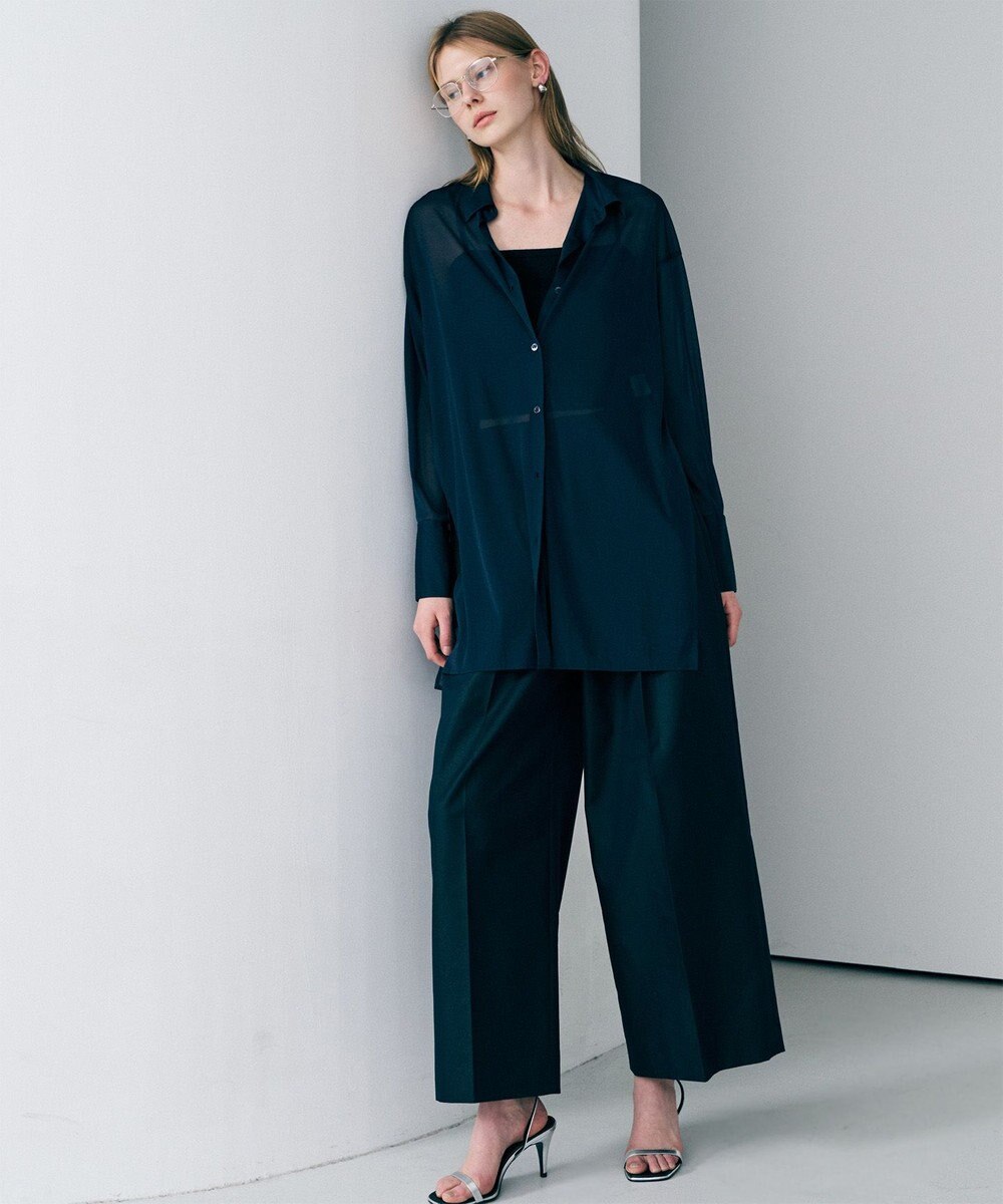 uncrave トリコットシフォン ロングシャツ 