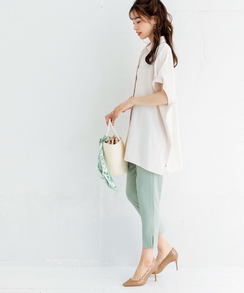 Tiaclasse 【洗える】美脚効果の高いスリットテーパードパンツ 