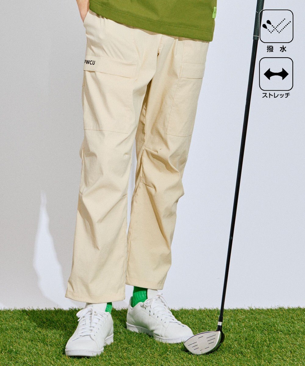 PW CIRCULUS 【撥水加工/ ストレッチ】【MEN】ベルト付 ワイドカーゴパンツ ゴルフ 