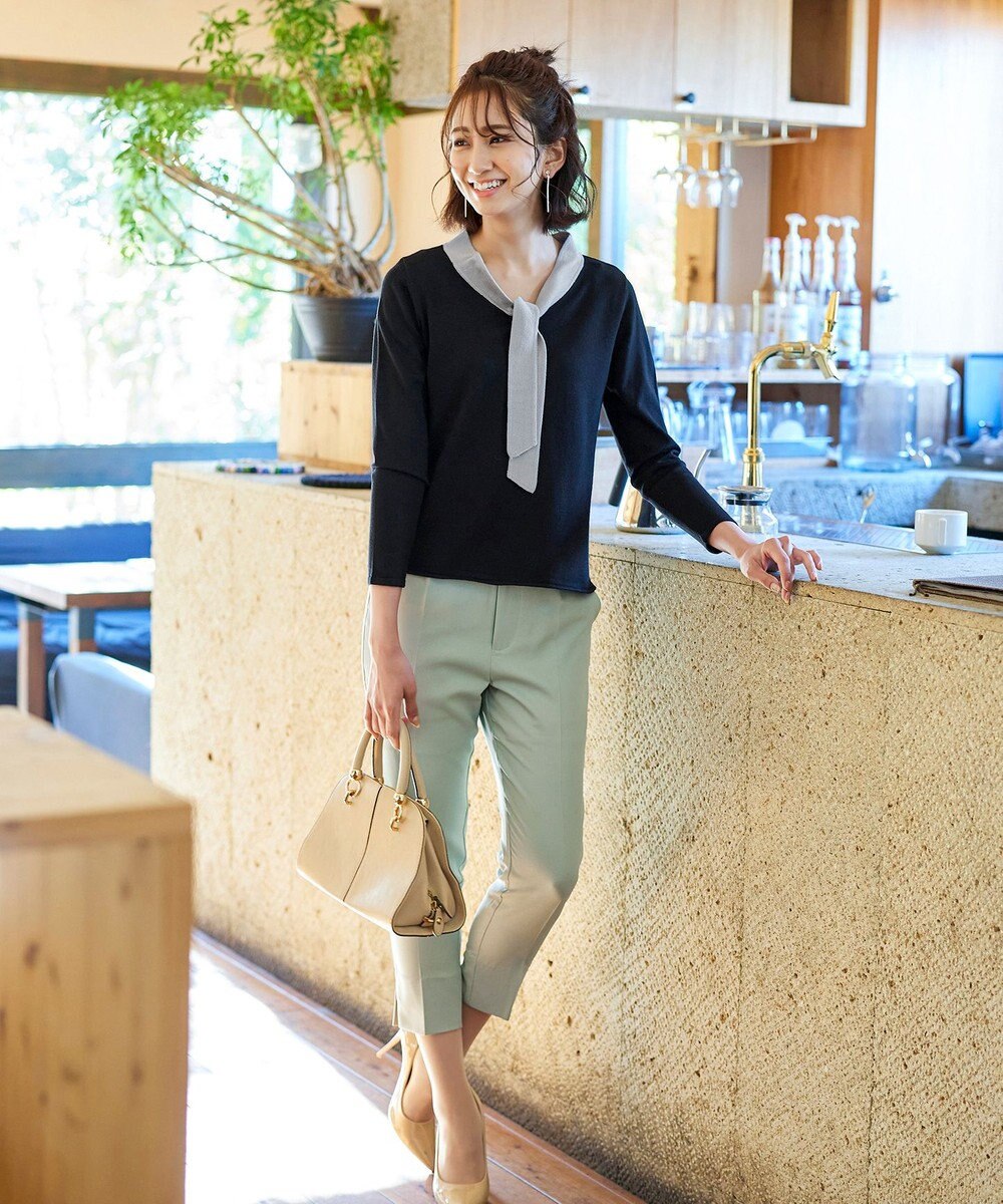 Tiaclasse 【洗える】美脚効果の高いスリットテーパードパンツ 