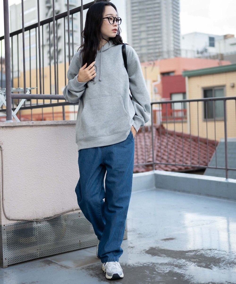 WEGO 【ユニセックス着用ITEM/ウエストゴム/SMLサイズ展開】デニムイージーストレートパンツ 