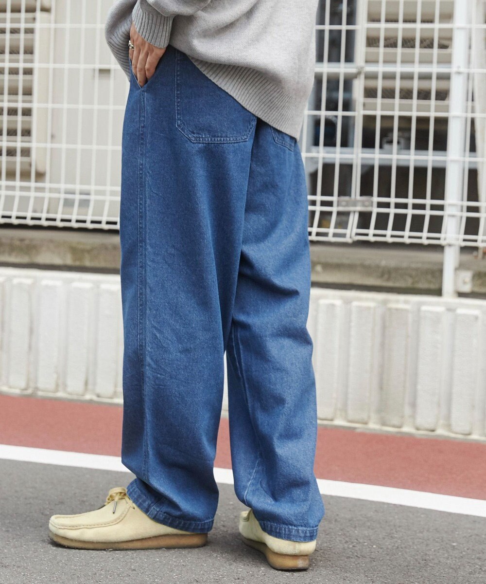 WEGO 【ユニセックス着用ITEM/ウエストゴム/SMLサイズ展開】デニムイージーストレートパンツ 