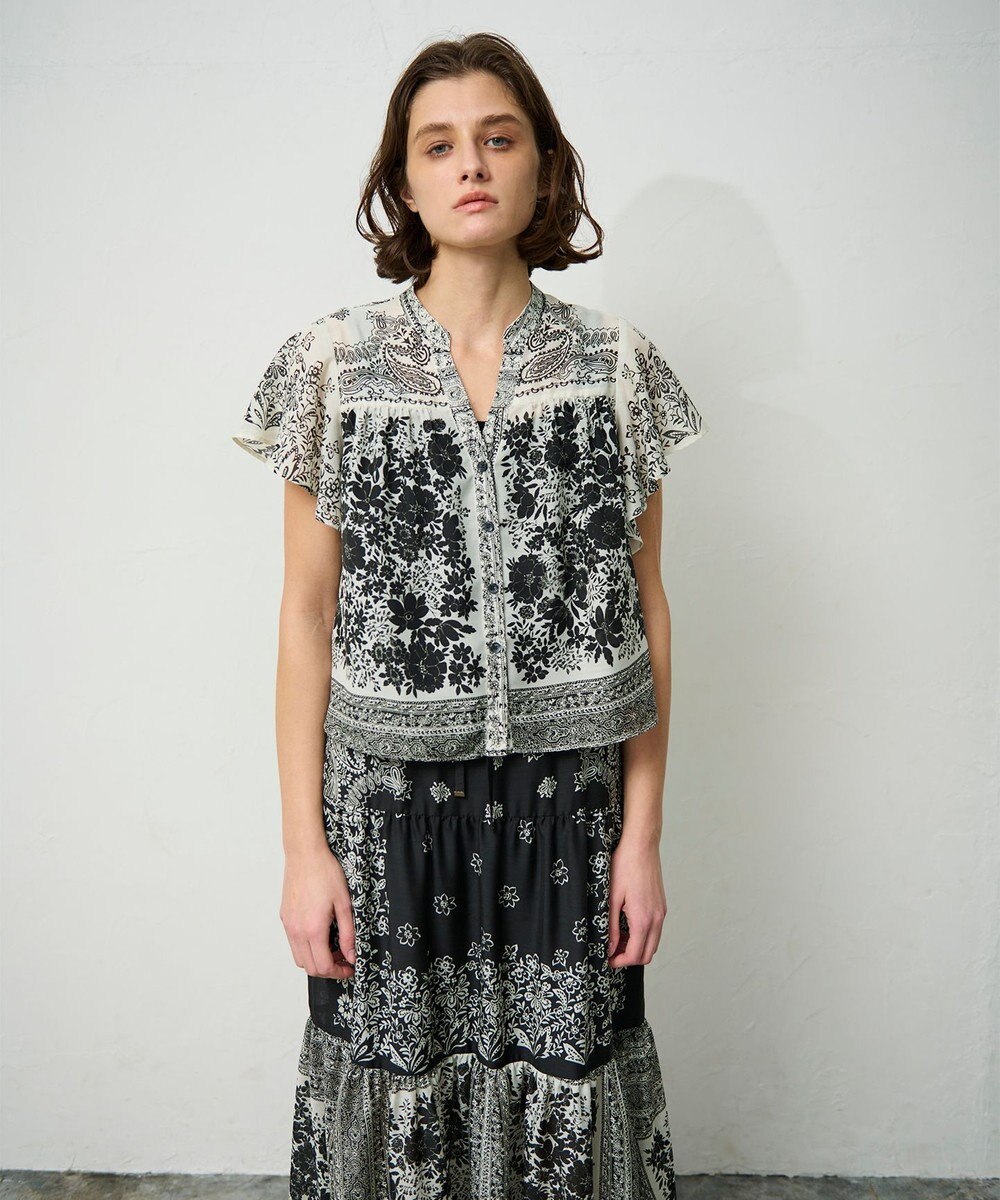 GRACE CONTINENTAL バンダナフレアスリーブブラウス 