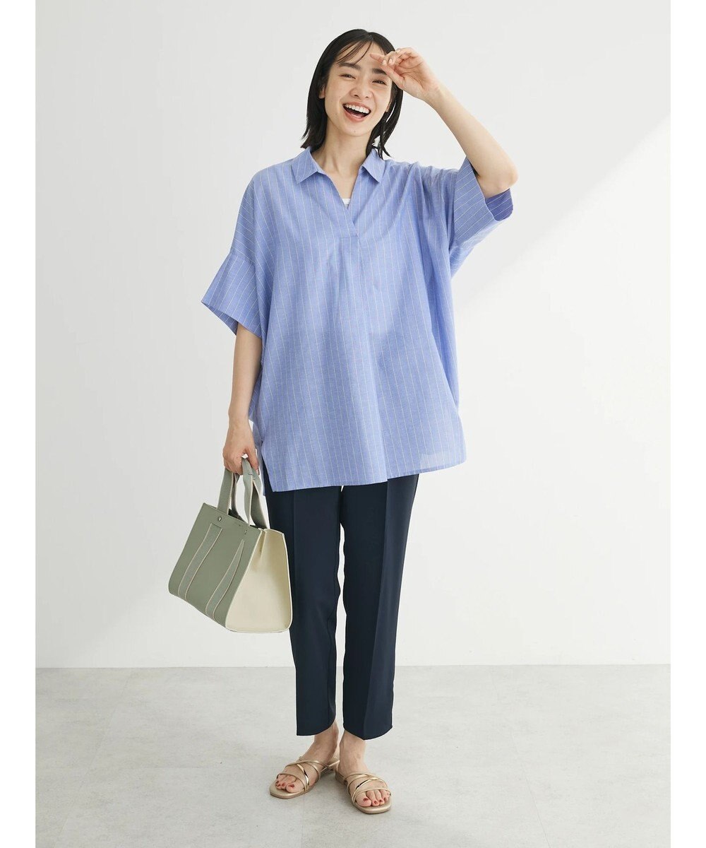 Green Parks 綿麻混スキッパーシャツ 