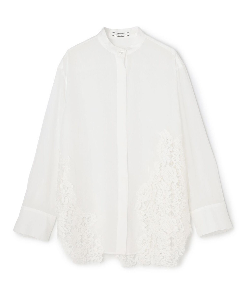 BEIGE， GALENA / コットンレースバンドカラーシャツ 