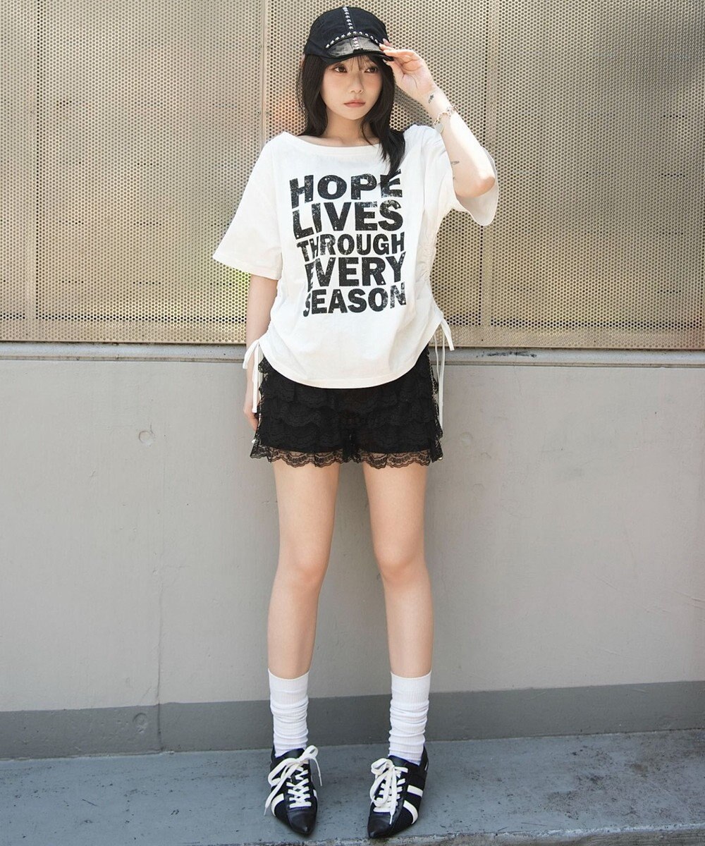WEGO サイドドロストオフショルグラフィックT 