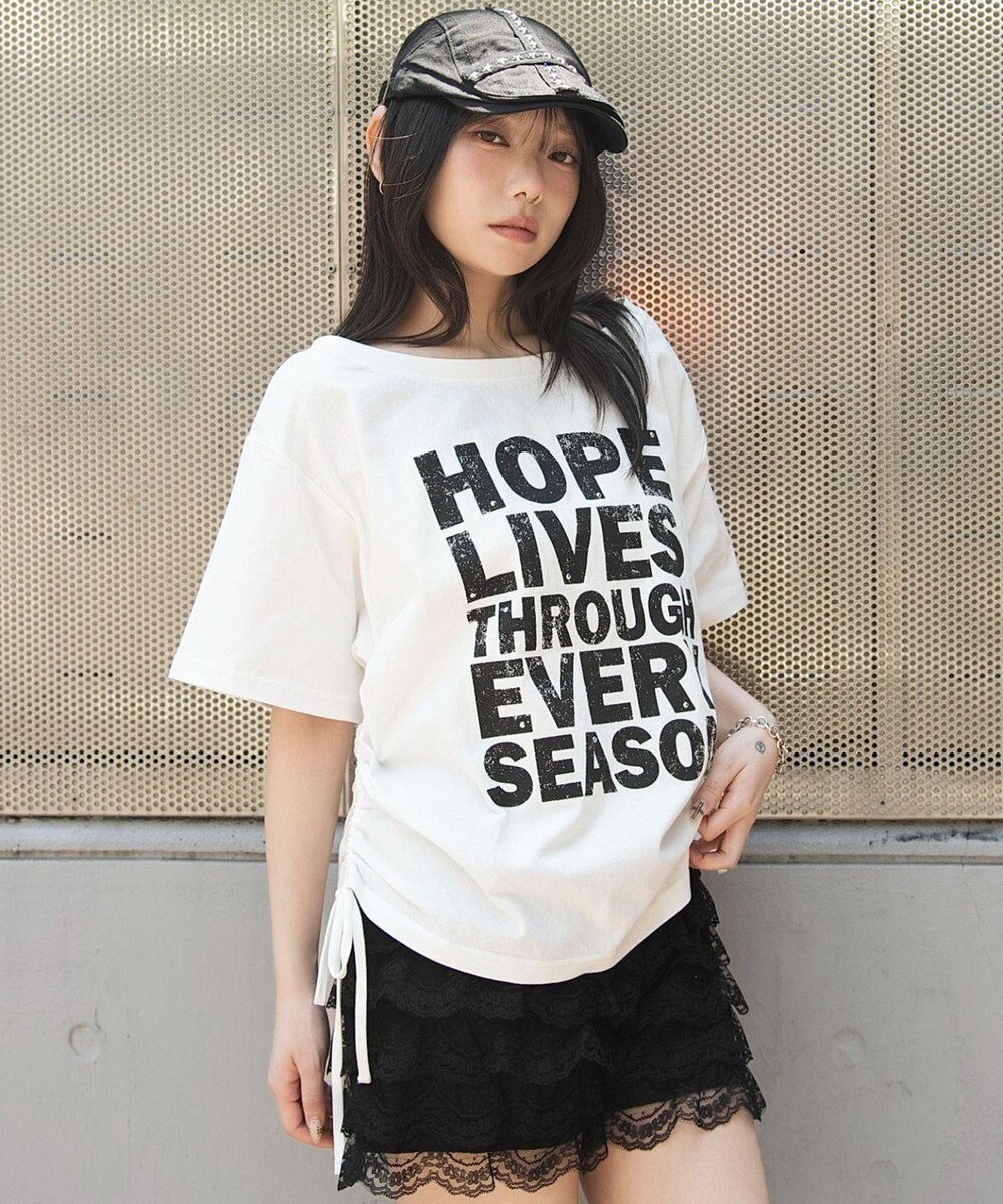 WEGO サイドドロストオフショルグラフィックT 