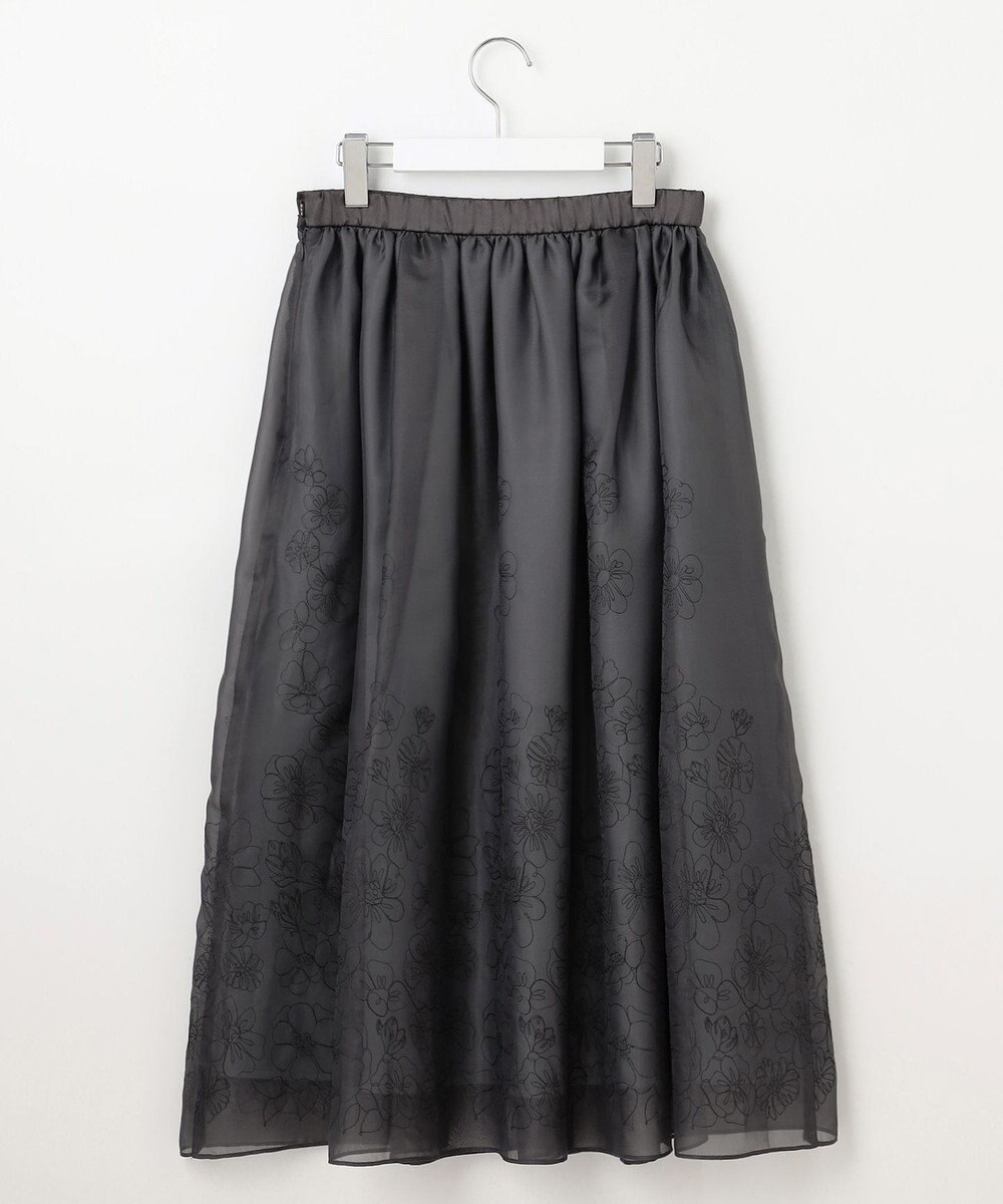 自由区 【洗える】シアーパネルエンブロイダリー スカート 
