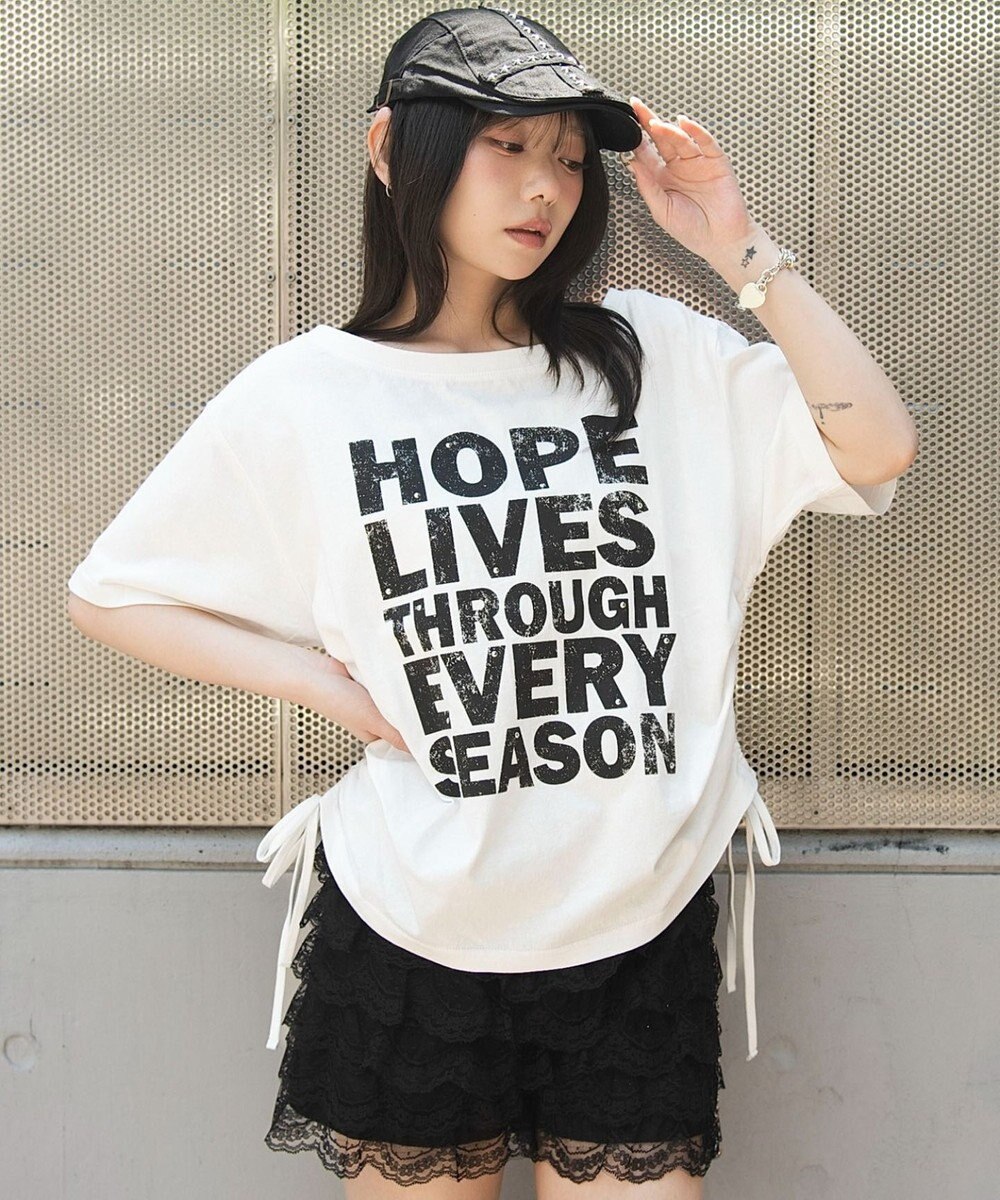 WEGO サイドドロストオフショルグラフィックT 