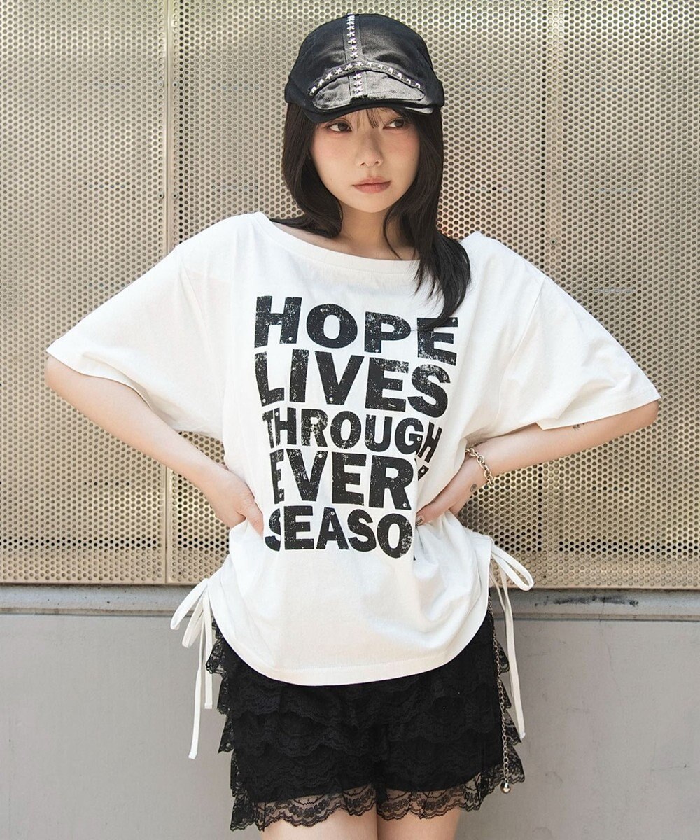 WEGO サイドドロストオフショルグラフィックT 