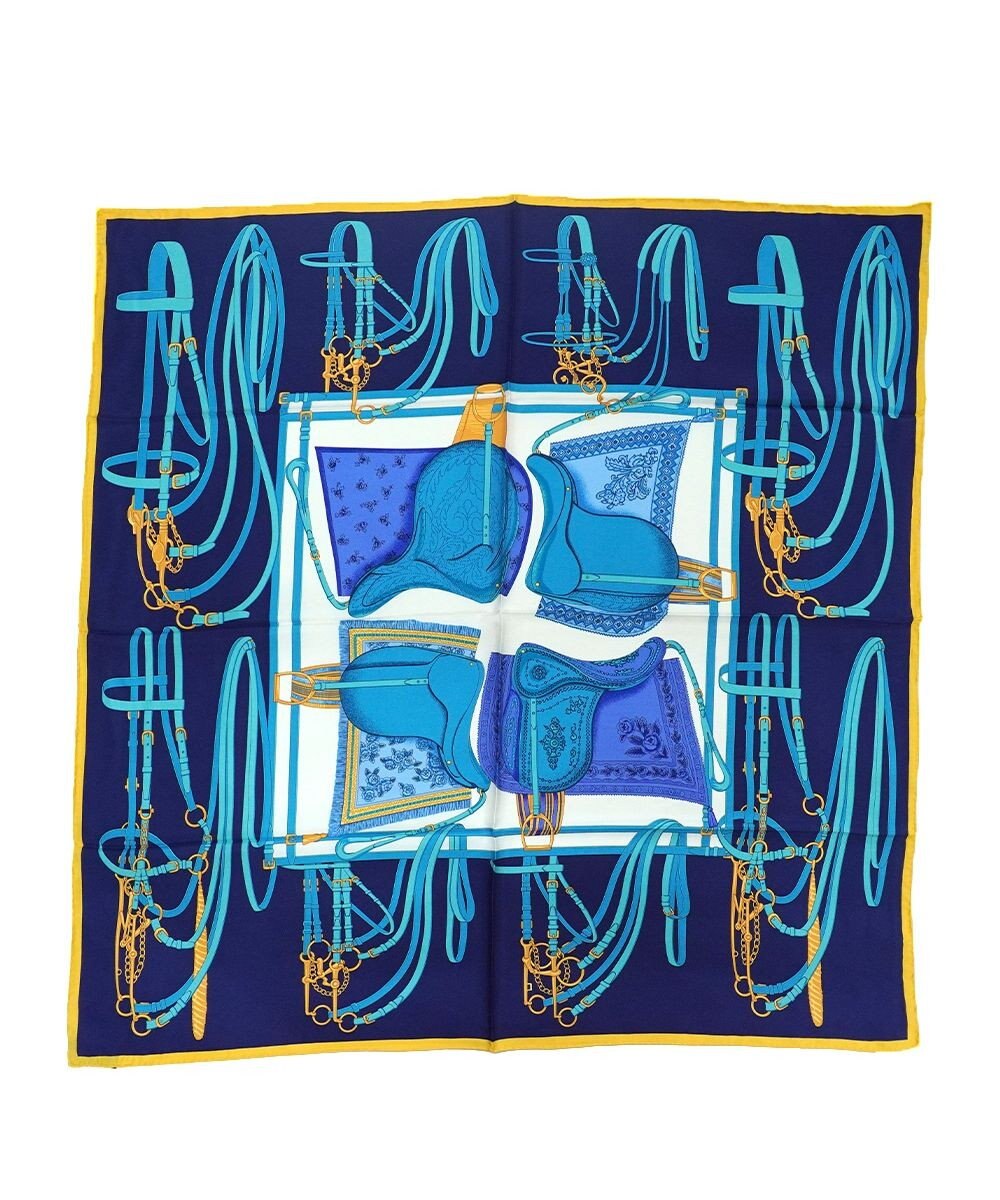 Marca 【伝統横濱スカーフ】鞍とベルト 大判 シルクスカーフ 