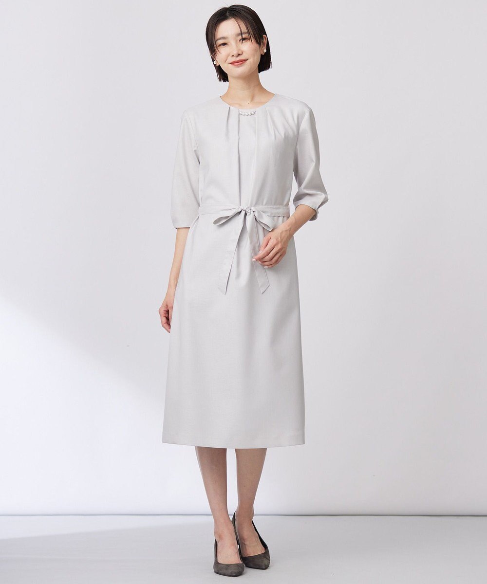 J.PRESS LADIES L 【洗える・UV加工・吸水速乾】OXIJEWELストレッチ ワンピース 