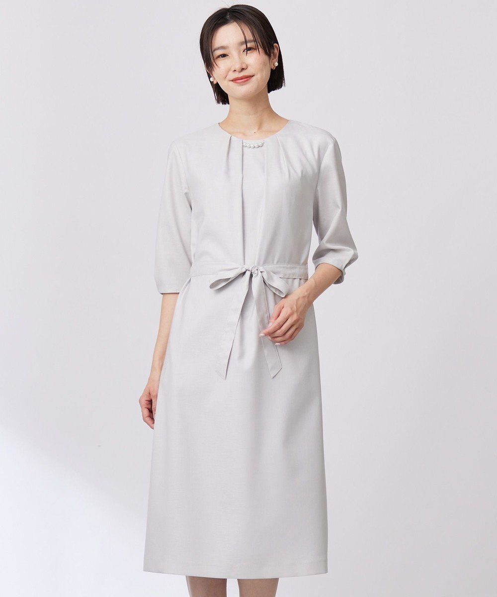 J.PRESS LADIES L 【洗える・UV加工・吸水速乾】OXIJEWELストレッチ ワンピース 