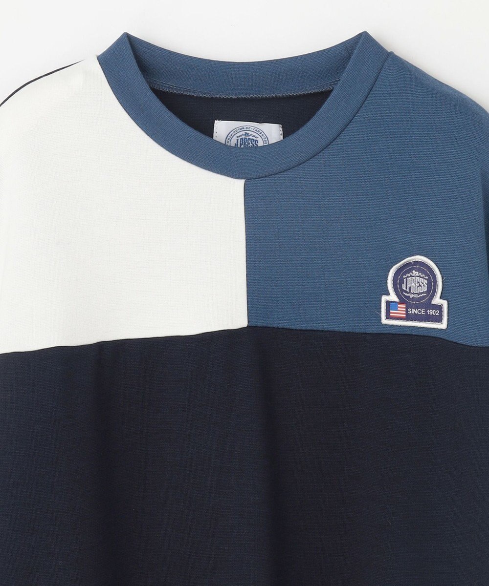 J.PRESS KIDS 【吸水速乾】【100-130cm】ポンチローマ トリコロール 切替Ｔシャツ 